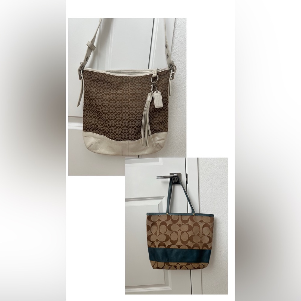 Coach Brown and Cream Signature Bags